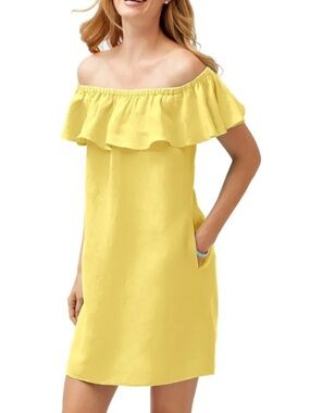 Tommy Bahama Yellow Off-Shoulder Ruffle Dress
